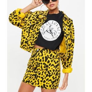 Yellow Leopard Boxy Denim Jacket | Missguided